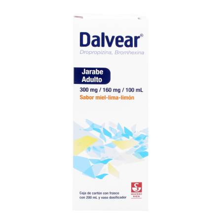 Dalvear 300 mg 160 mg 100 ml Jarabe Adulto Sabor Miel Lima Limón 200