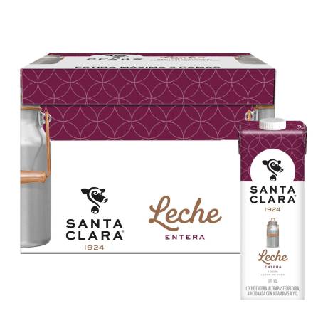 Leche Entera Santa Clara De Vaca 12 Pzas De 1 L C U Sam S Club