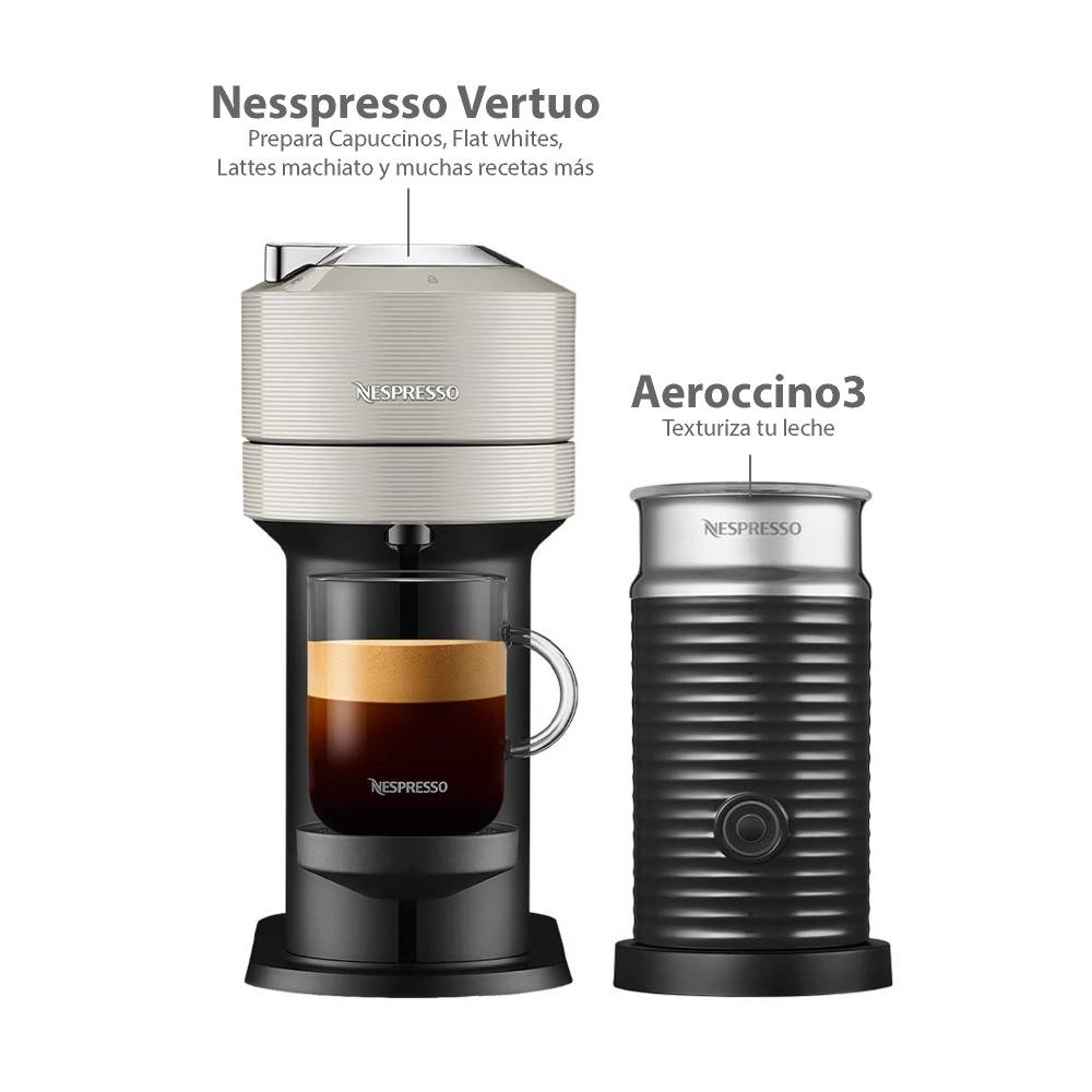 Cafetera Nespresso Vertuo Next Light Gray + Espumador Aeroccino3 + Cápsulas  - Envio Gratis