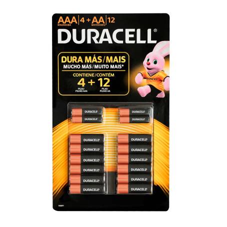 Paquete de 4 pilas Duracell AAA alcalina