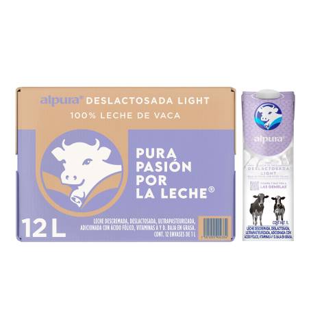 Leche Alpura Deslactosada Light 12 pzas de 1 l | Sam's Club