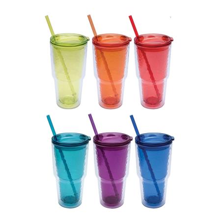 Vasos de Vidrio con Popote Rove Rojo/Gris con 2 pzas a precio de