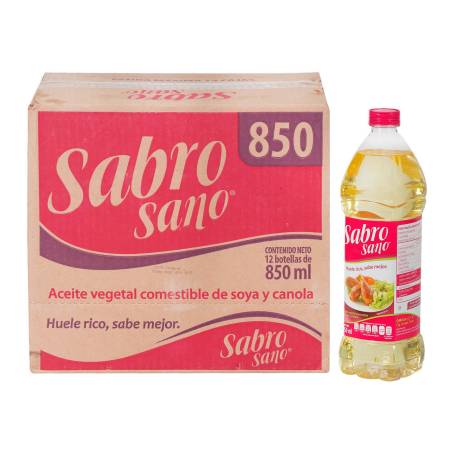 Aceite de Soya y Canola Sabrosano 12 pzas de 850 ml c/u a precio de socio | Sam's  Club en línea