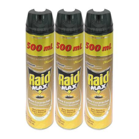 Insecticida Raid MAX 3 pzas de 500 ml | Sam's Club