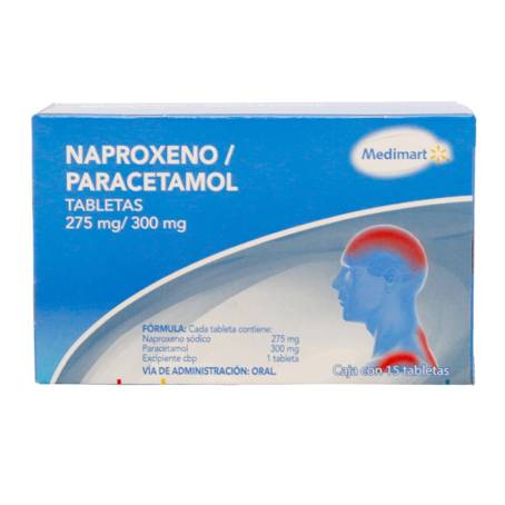 Naproxeno/paracetamol Medimart 275 mg/300 mg 15 tabletas