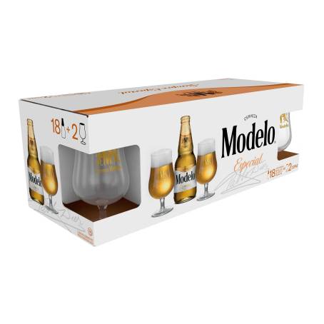 Cerveza Clara Modelo 18 pzas de 355 ml c/u + 2 Copas a precio de socio | Sam's  Club en línea