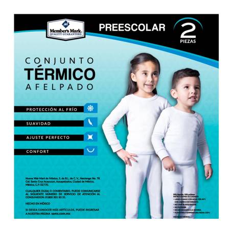 Conjunto Térmico Preescolar Unisex Member's Mark Talla 3EG Blanco 2 pzas