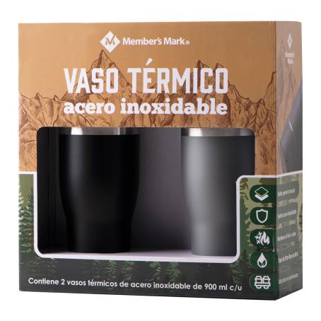 Set de Vasos Térmicos Member's Mark de Acero Inoxidable Geométrico/Verde 2  pzas a precio de socio