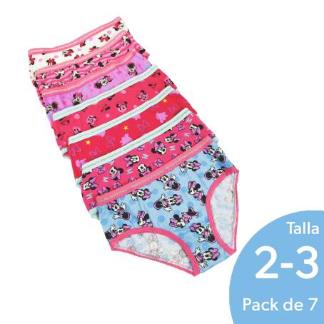 Calzoncitos para Niña Disney Minnie Mouse Talla 2 3 pack con 7 pzas