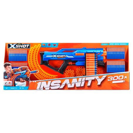  X-Shot Insanity Mad Mega Barrel de ZURU con 72 dardos